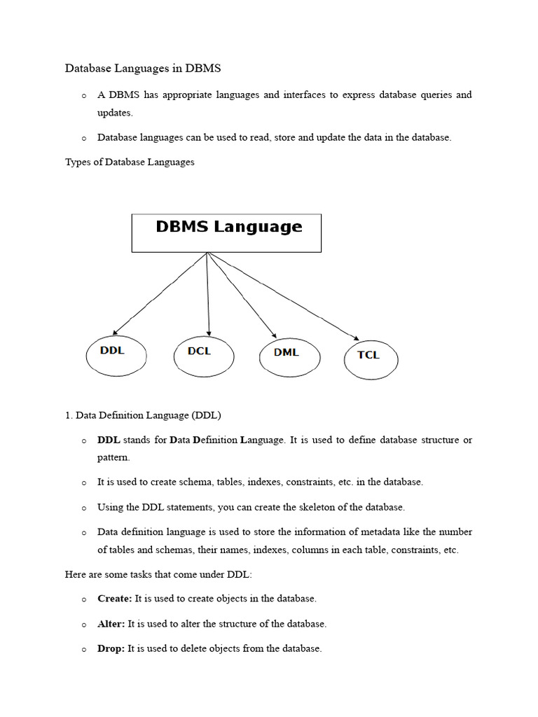 Database Languages | PDF | Databases | Sql