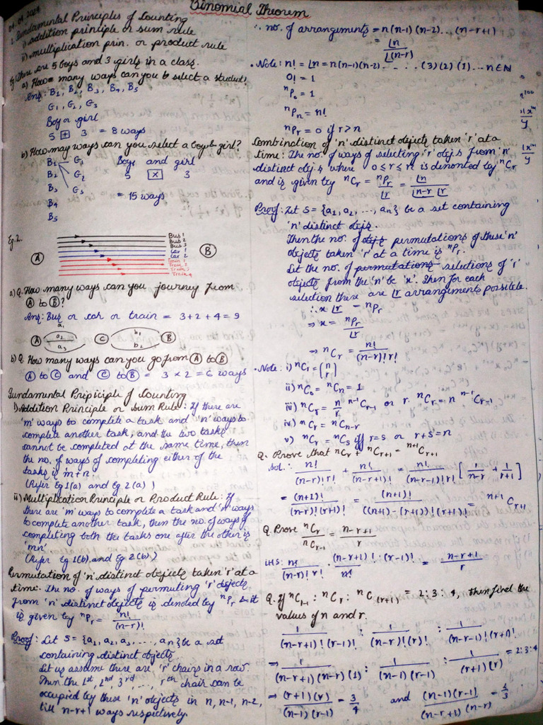 Binomial Theorem MSR Notes | PDF