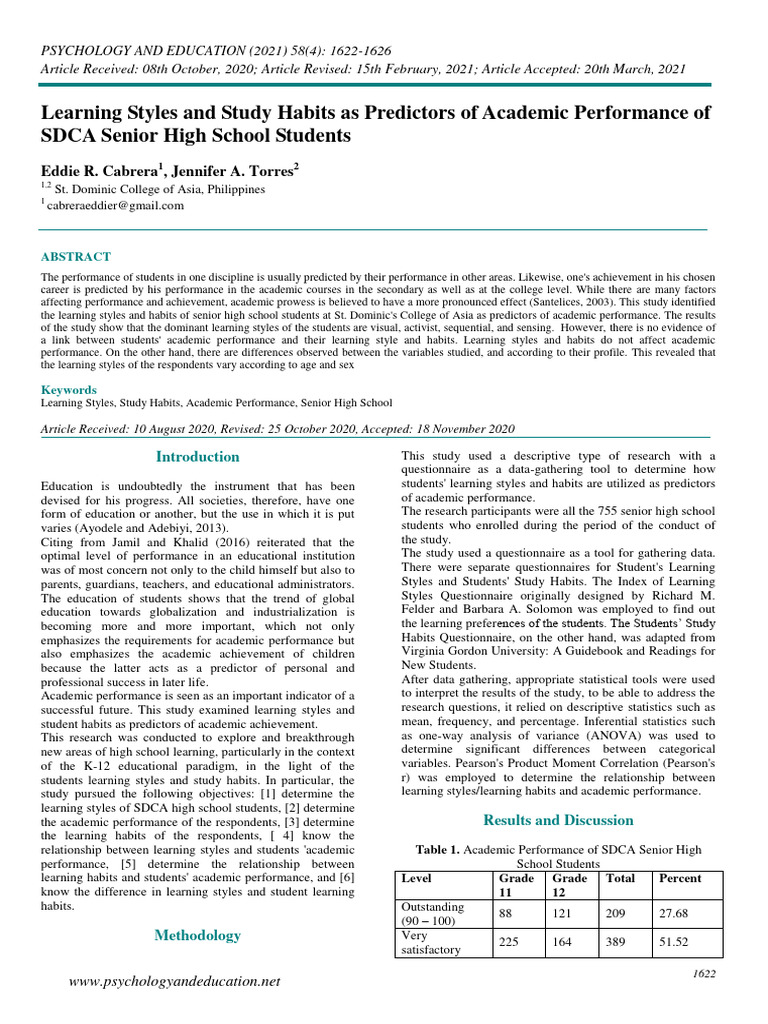 Learning Styles and Academic Performance | PDF | Learning Styles | Learning