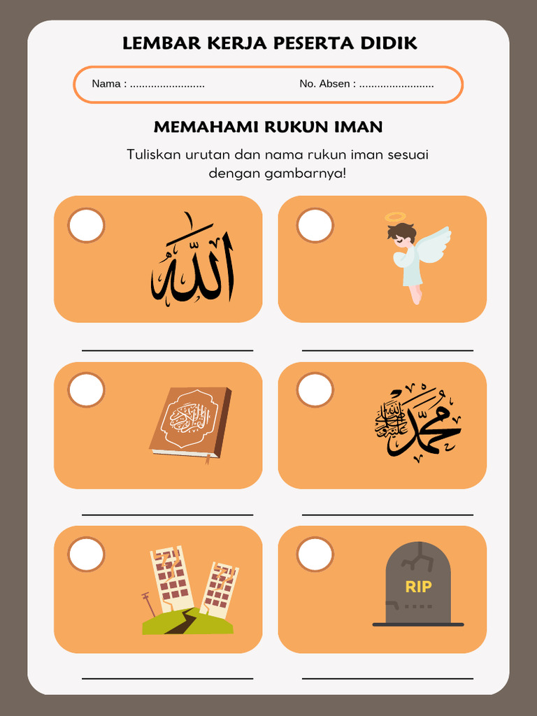 Lembar Kerja Rukun Iman untuk TK | PDF | Game & Aktivitas | Griya & Taman