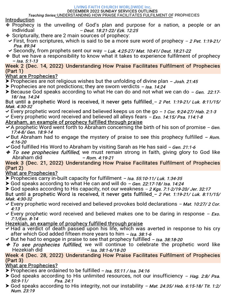 Praise and Prophecy Fulfillment Guide | PDF