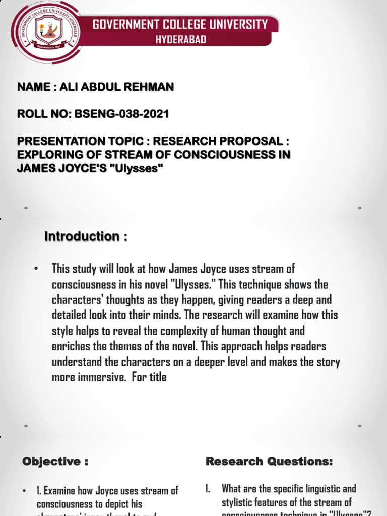Stream of Consciousness in Ulysses | PDF | Ulysses (Novel) | James Joyce