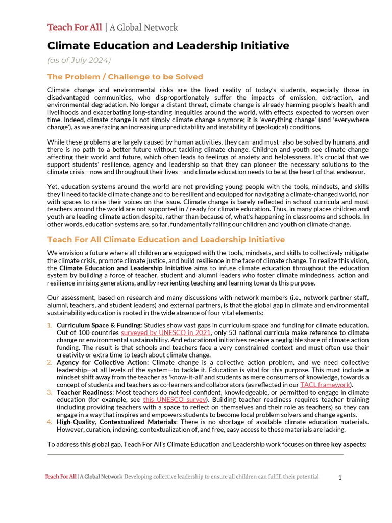 TFAll - Climate Education and Leadership Initiative | PDF | Teachers ...