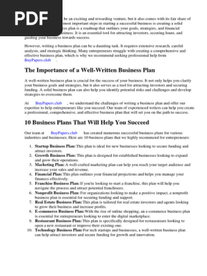 10 Business Plans