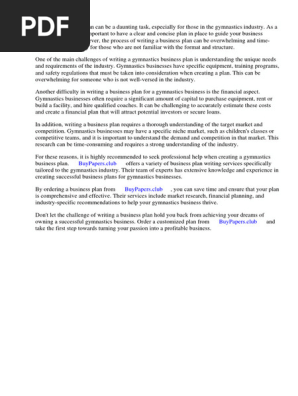 Gymnastics Business Plan Sample
