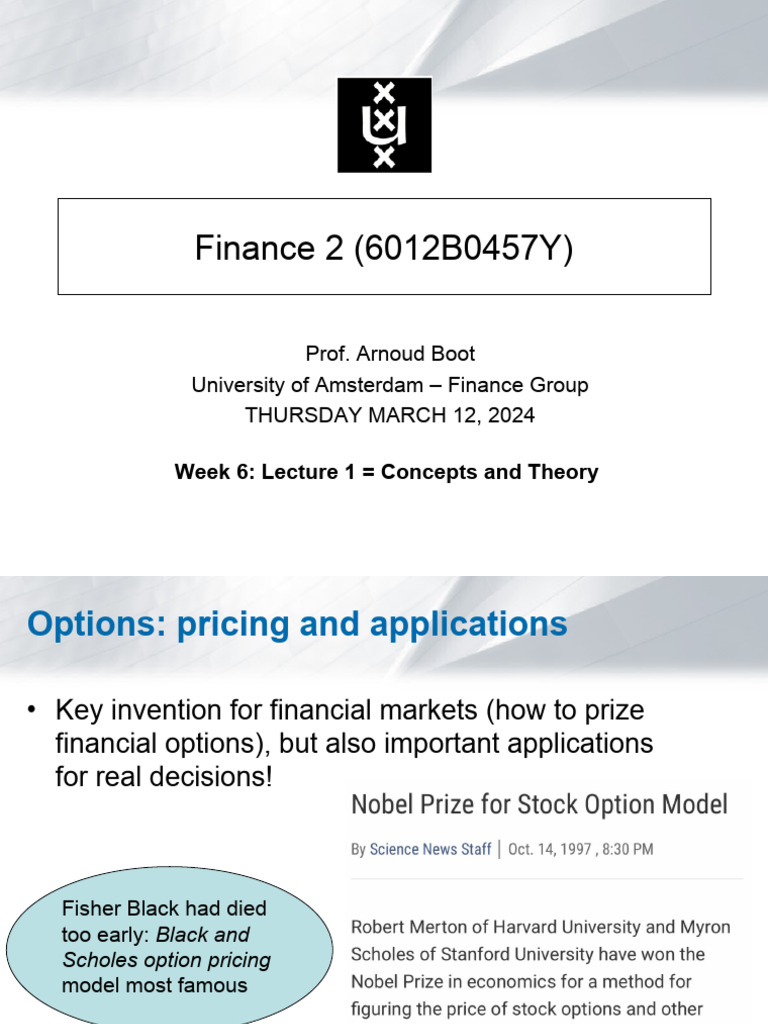 Finance Week 6+lecture+1+2024 12march2024 Basisvak Concepts Theory ...