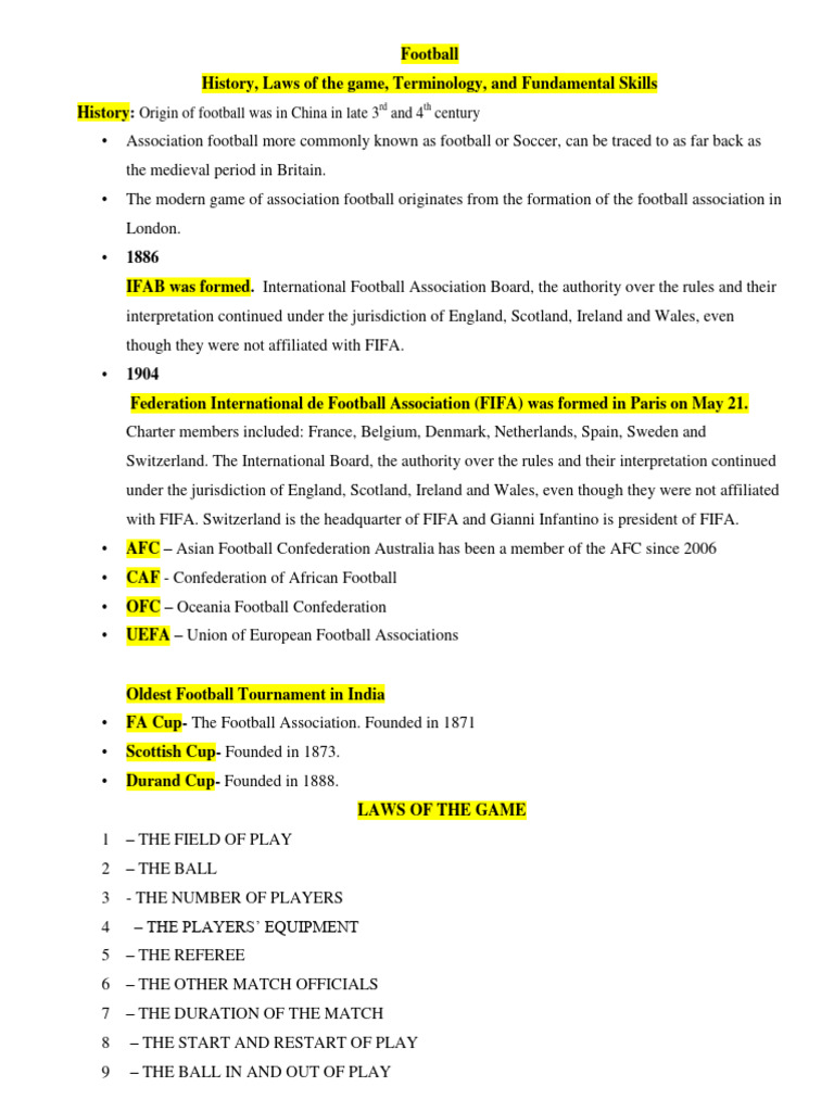 Football: History, Laws & Skills Guide | PDF | Association Football ...