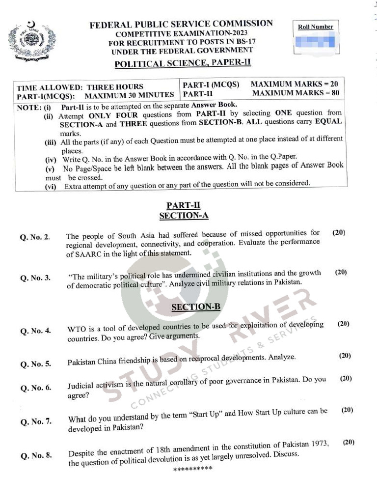 Css Political Science Paper 2023