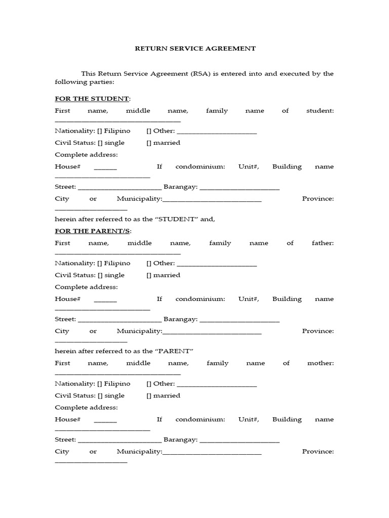 Return Service Agreement for UP Manila Students | PDF | Arbitration ...