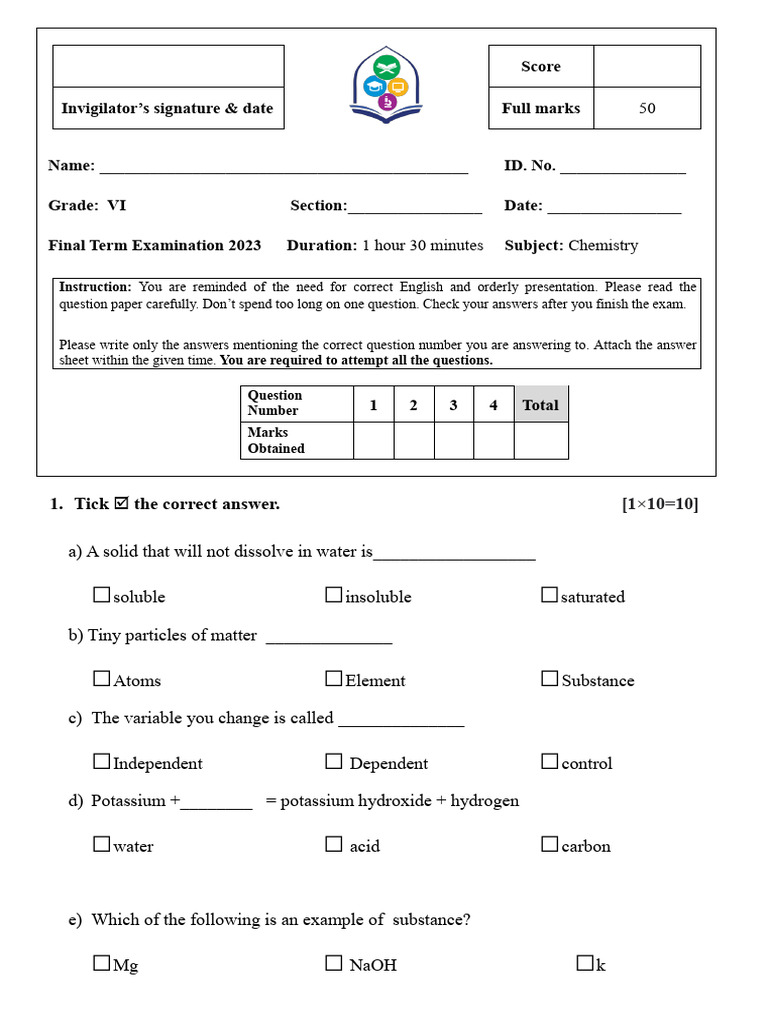 grade-vi-chemistry-final-term-exam-1-pdf-chemical-reactions-atoms