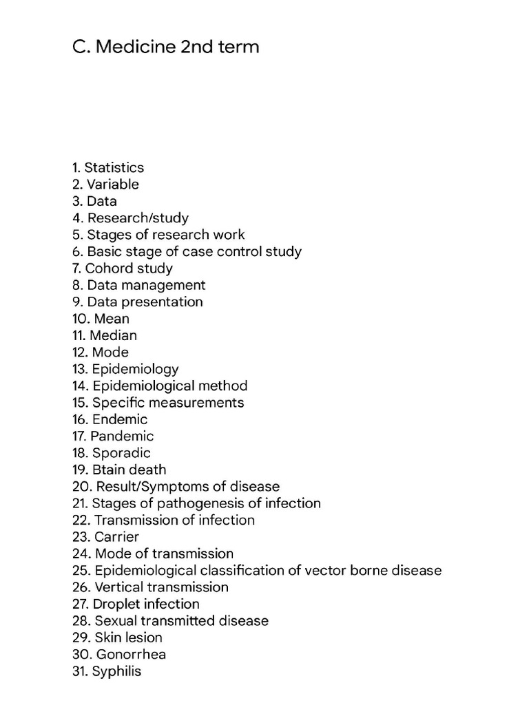 C. Medicine 2nd Term Notes | PDF