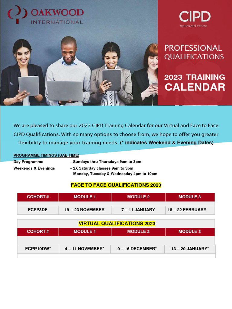 Calendar CIPD LEVEL 3 PDF