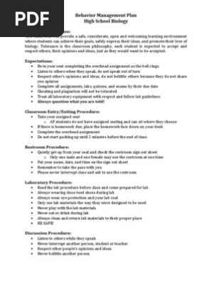 Behavior Management Plan