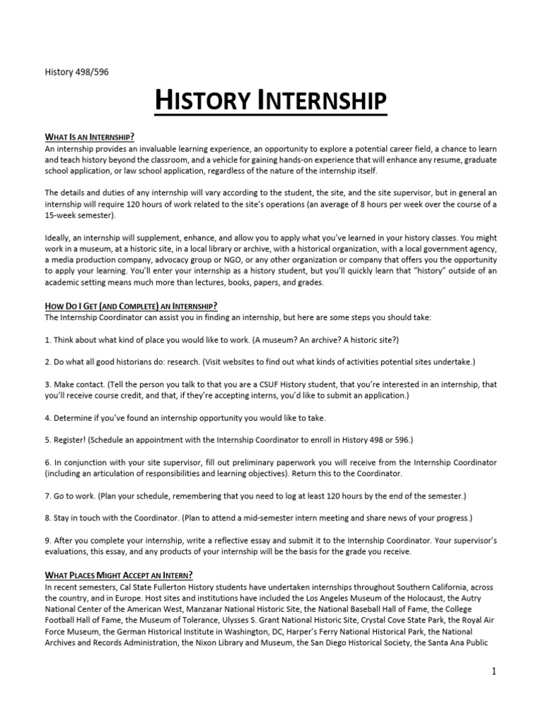 History Internship Opportunities Guide | PDF | Internship | Job Hunting