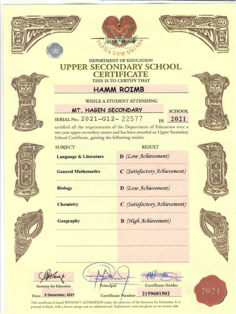 Grade 12 Certificate | PDF