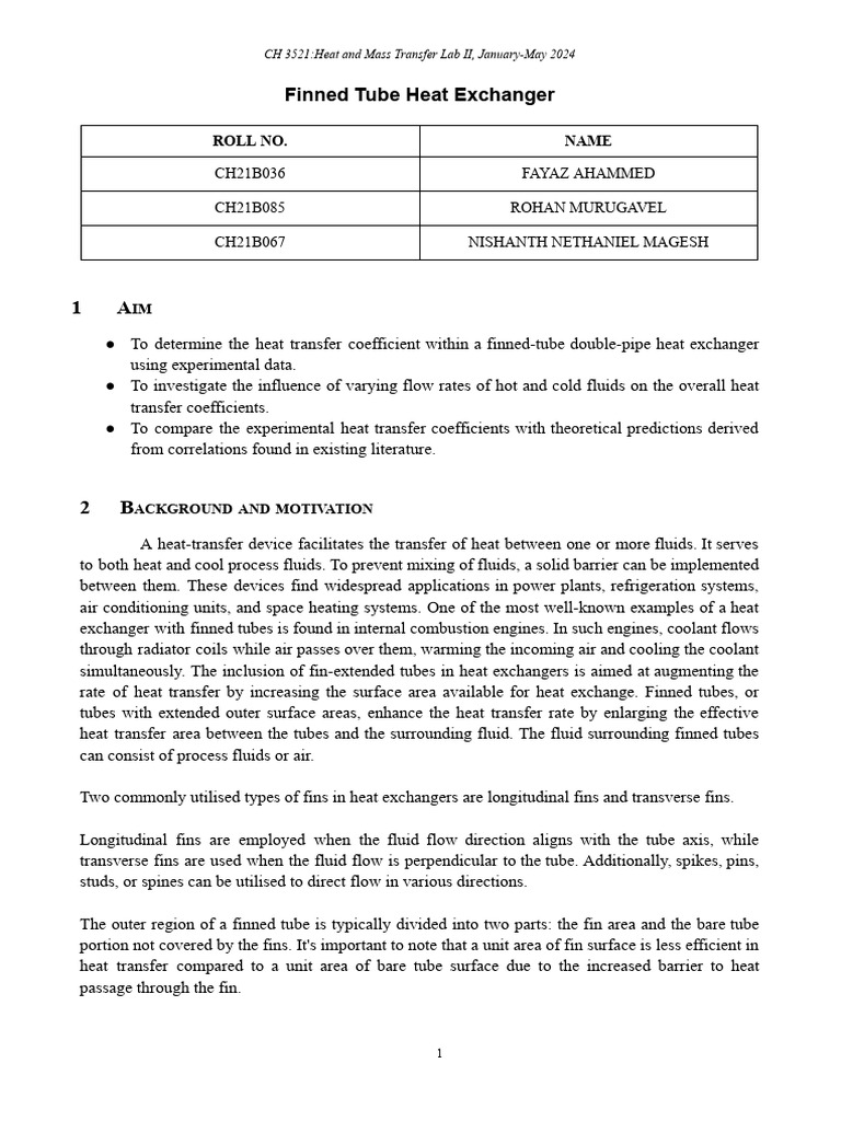 Finned Tube Heat Exchanger Analysis | PDF | Heat Exchanger | Heat Transfer
