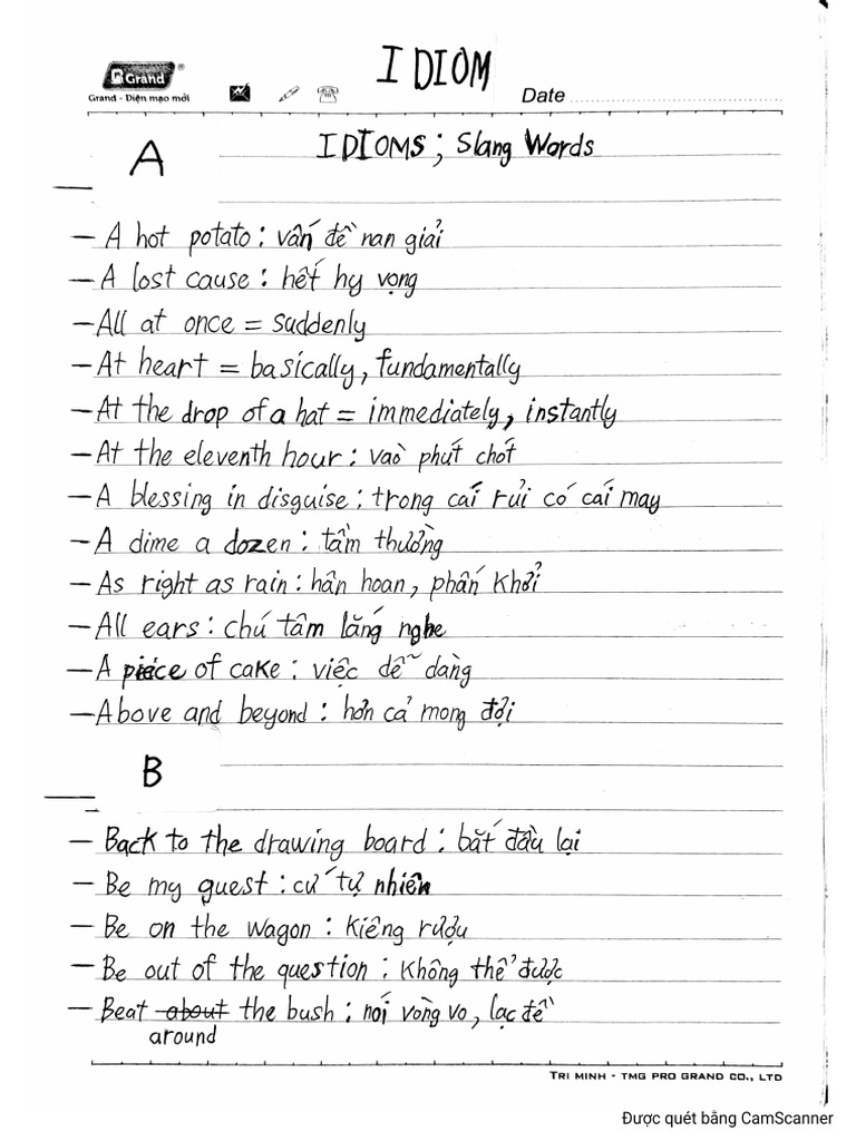 Idioms Slang Words Pdf