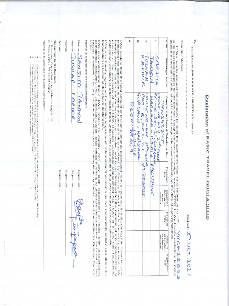 BTQ Form | PDF