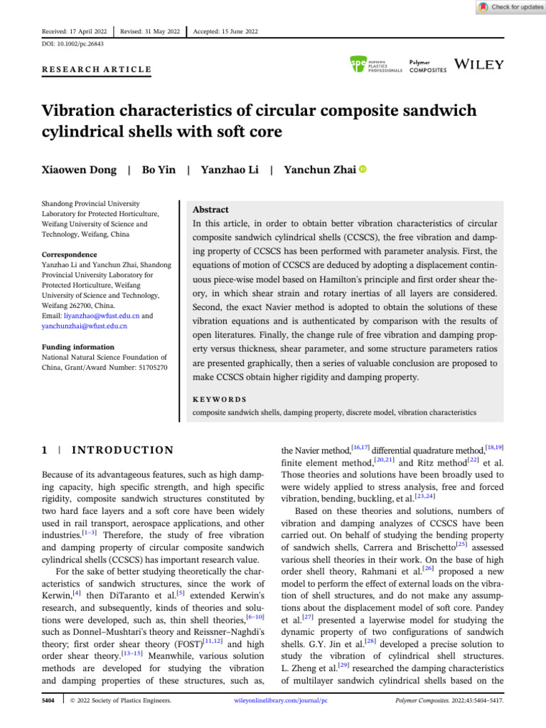 Polymer composites 2022 dong vibration characteristics of