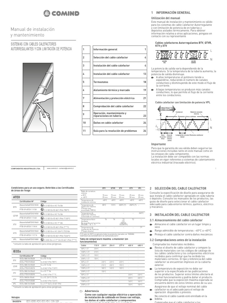 Manual Instalación Cinta Calefactora COMIND | PDF | Aislador ...