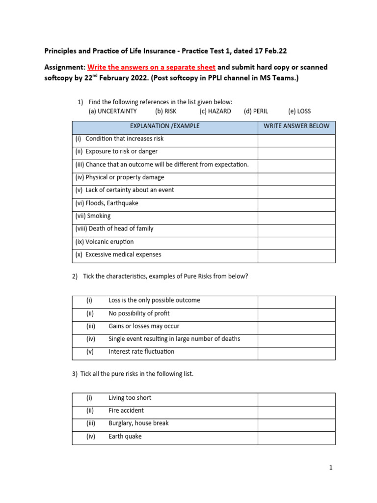 Life Insurance Principles Practice Test | PDF | Insurance | Life Insurance