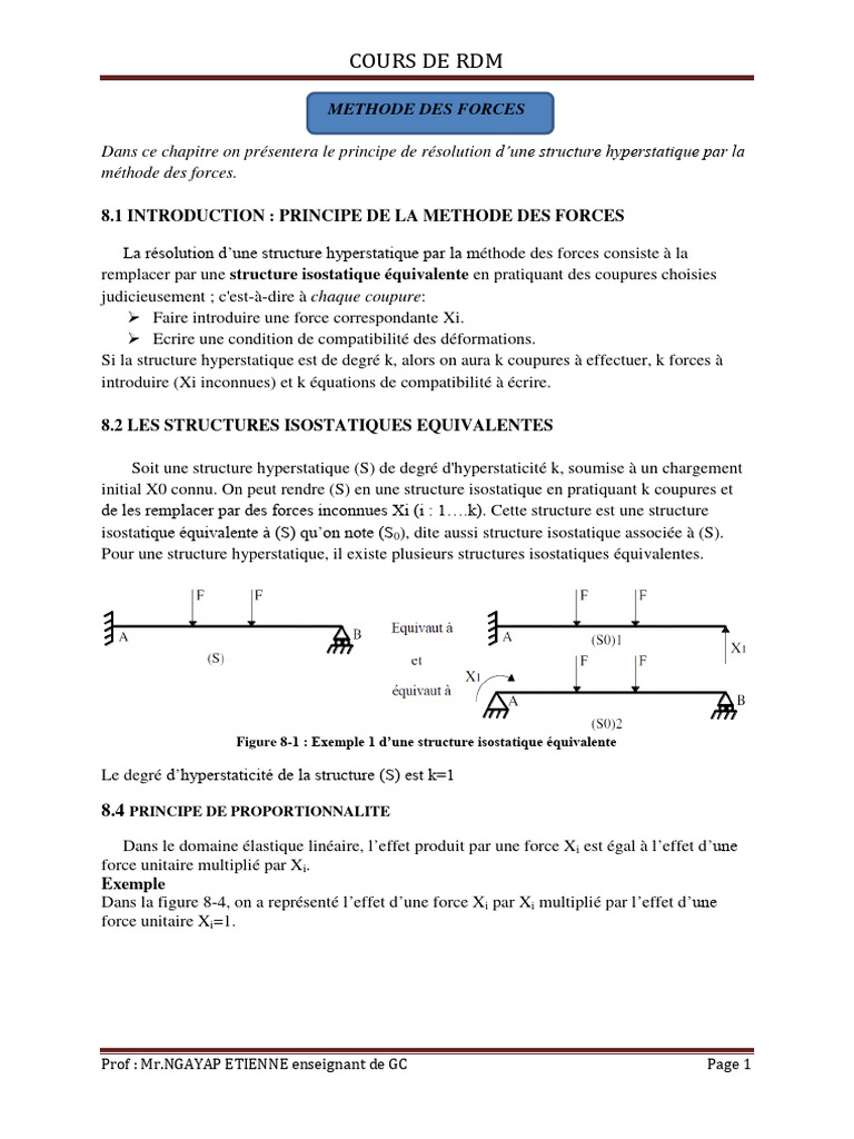 Méthode des Forces en RDM | PDF | Flexion (matériau) | Élasticité ...