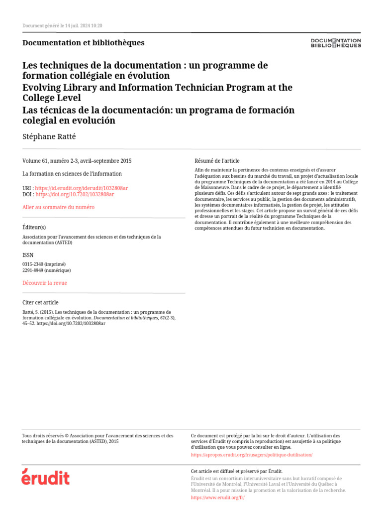 Évolution du programme en documentation | PDF | Informations ...