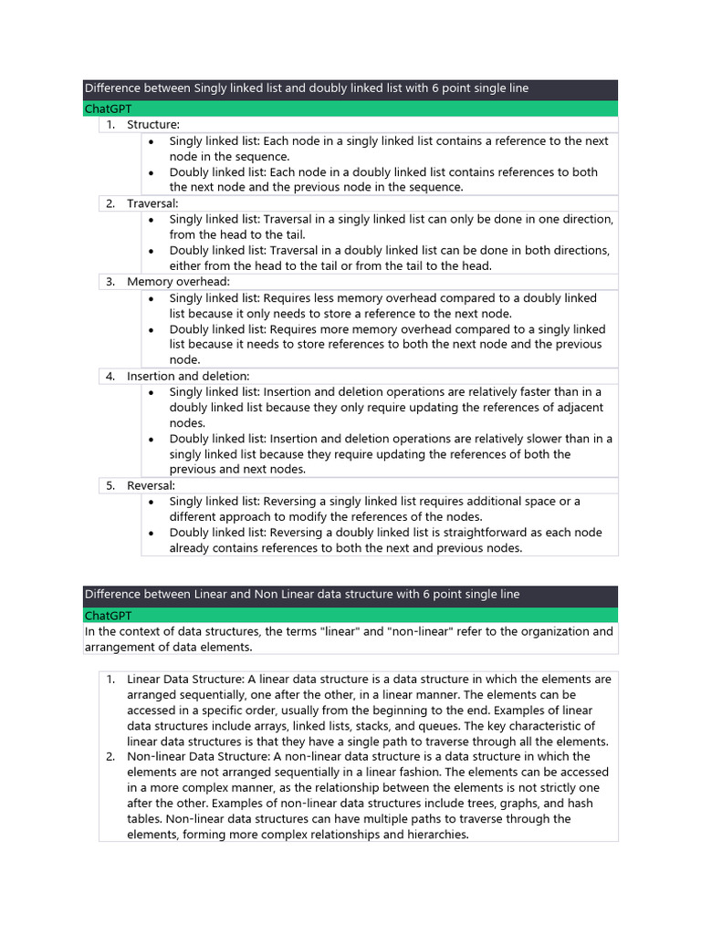 Difference Between Singly Linked List and Doubly Linked List With 6 ...