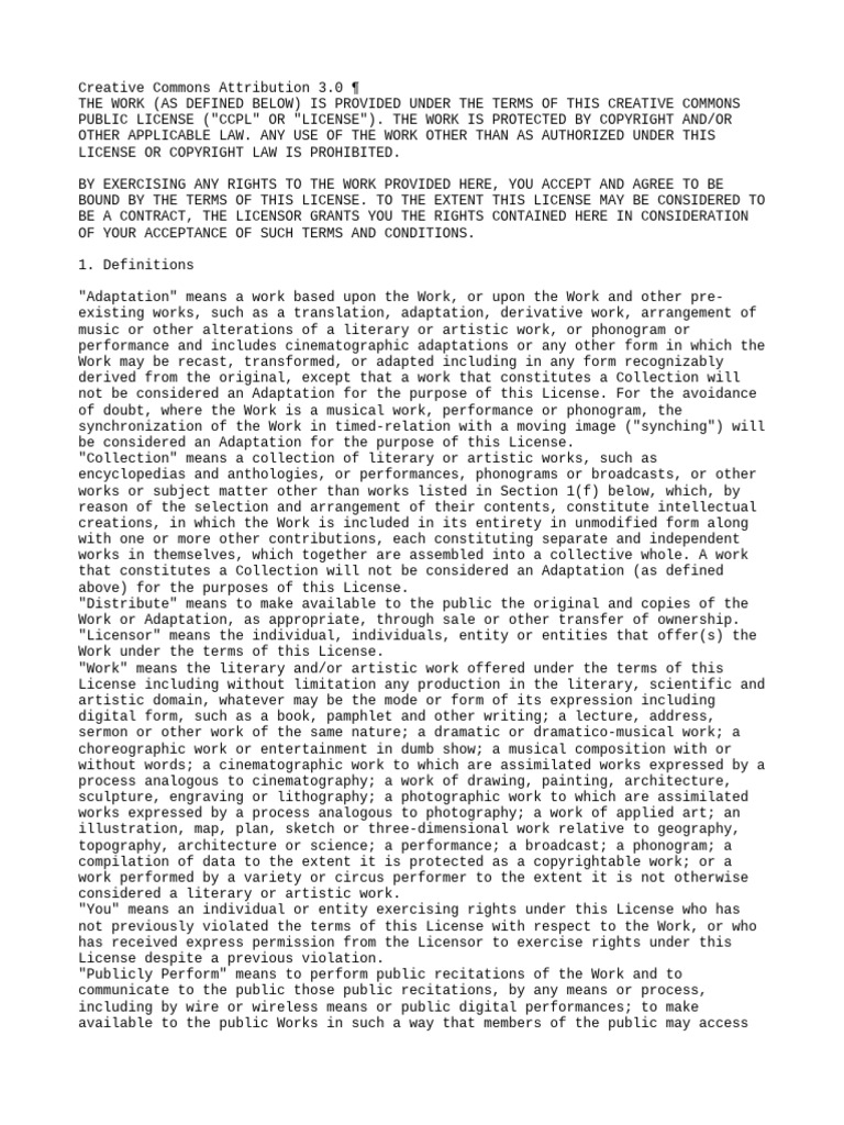 Creative Commons Attribution License 3.0 | PDF | License | Copyright