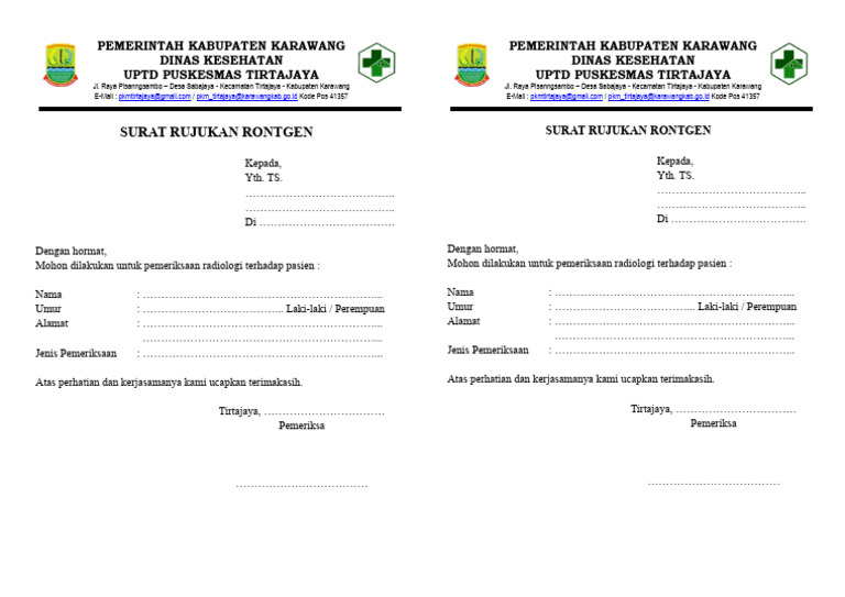 Surat Rujukan Rontgen Pasien | PDF