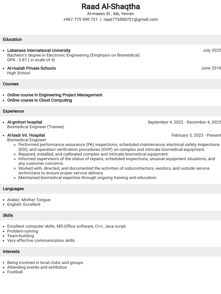 Resume Ra'Ad | PDF