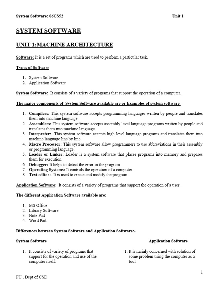 System Software Overview and SIC Architecture | PDF | Software ...