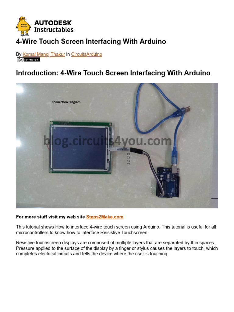 4-Wire Touch Screen Interfacing With Arduino - 3 Steps - Instructables ...