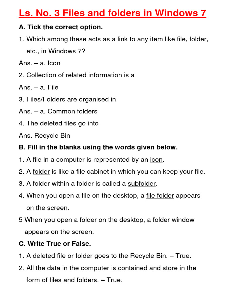 Computer Notes - Ls. No. 3 Files and Folders in Windows 7 | PDF ...