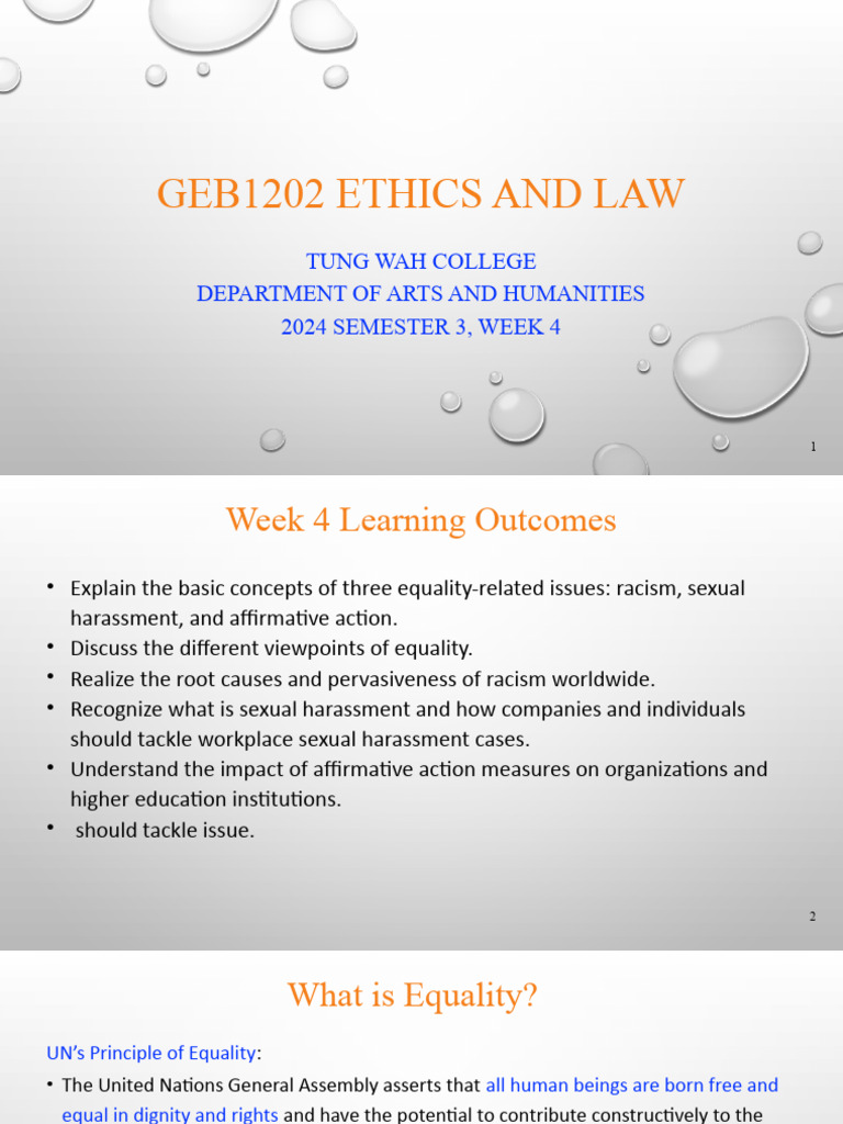 GEB1202 - Week 4 - Equality | PDF | Sexual Harassment | Racism