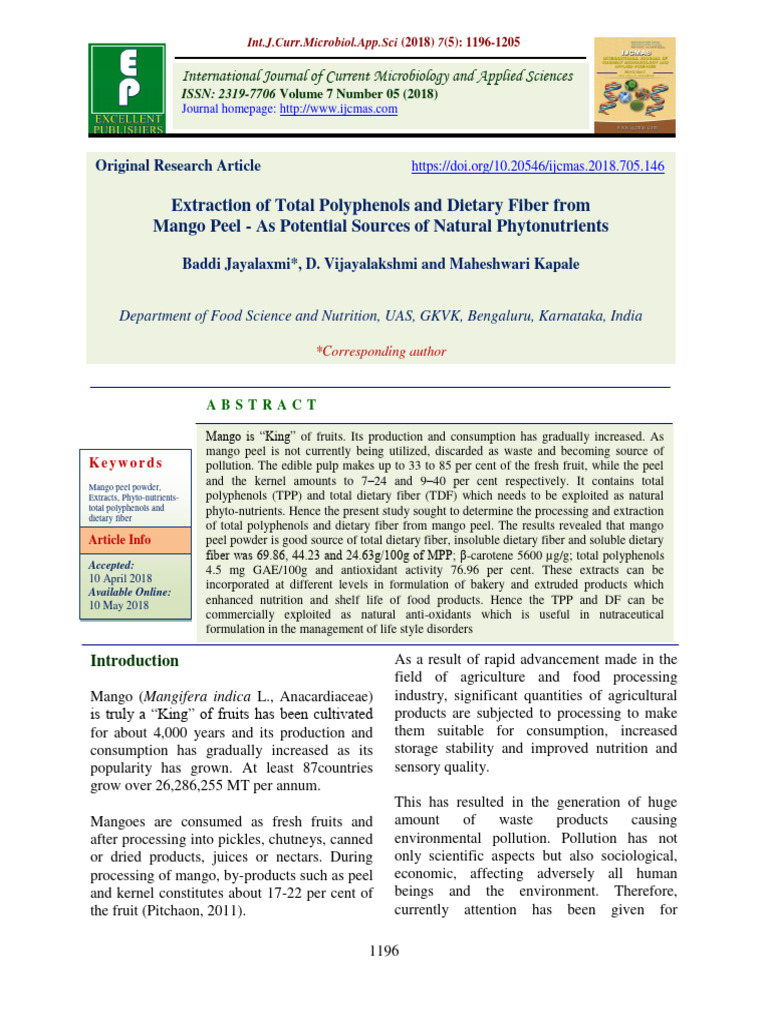 Extraction of Total Polyphenols and Dietary Fiber | PDF | Dietary Fiber ...