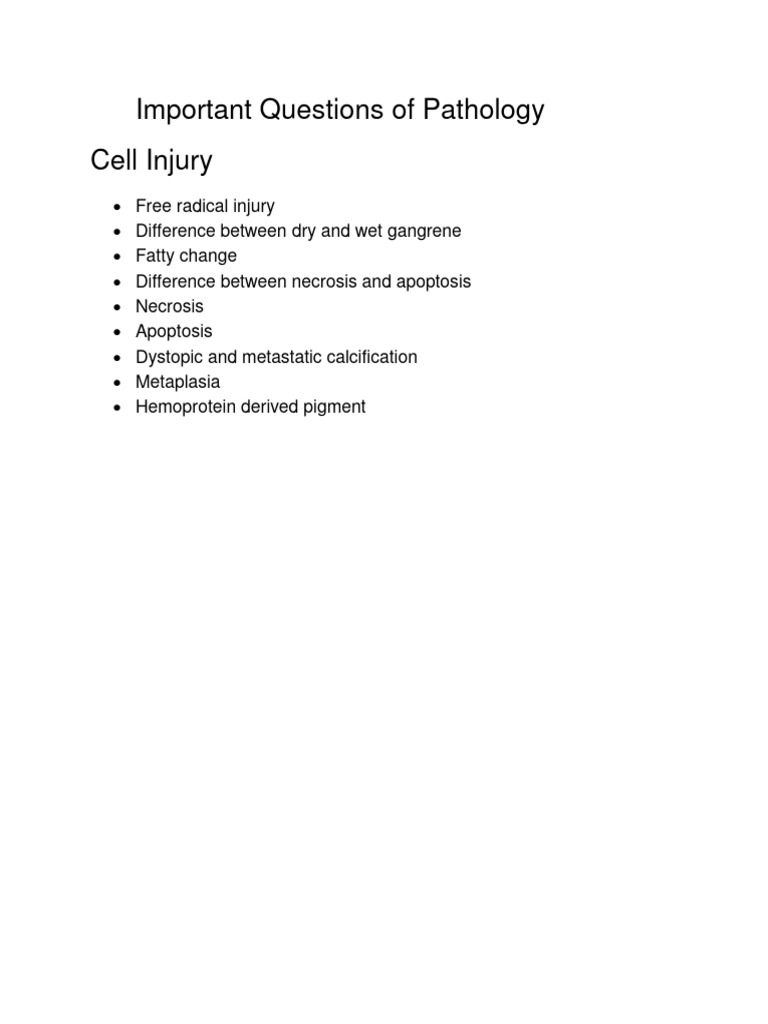 Key Pathology Concepts and Disorders | PDF | Anemia | Inflammation