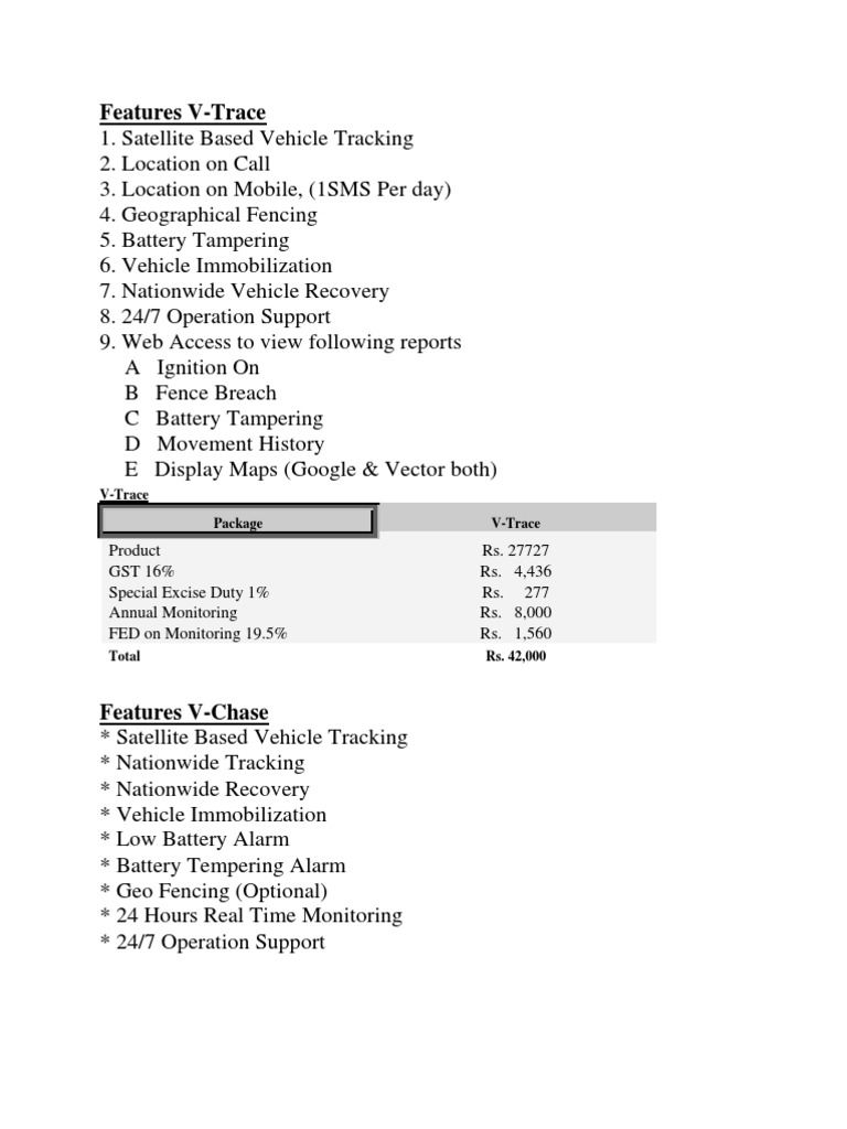 Vehicle Tracking Solutions: V-Trace & V-Chase | PDF | Technology ...