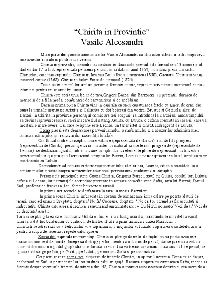 A Subiectului Chirita In Provintie