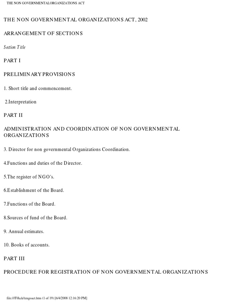 Example Of Non Governmental Organization In Tanzania