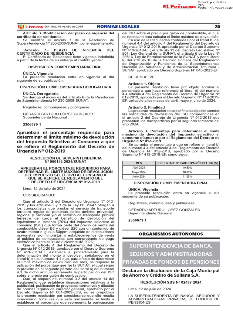 Res SBS 02497-2024 | PDF | Liquidación | Ley procesal