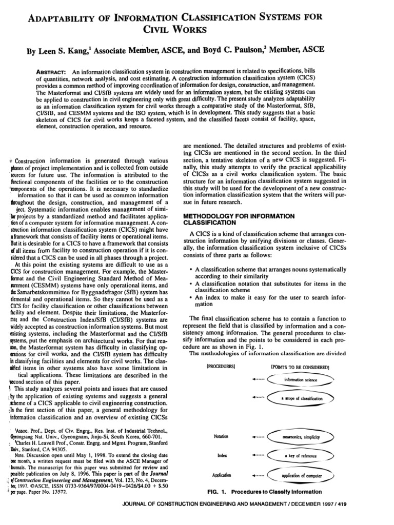 1997 - Adaptability of Information Classification Systems For Civil ...