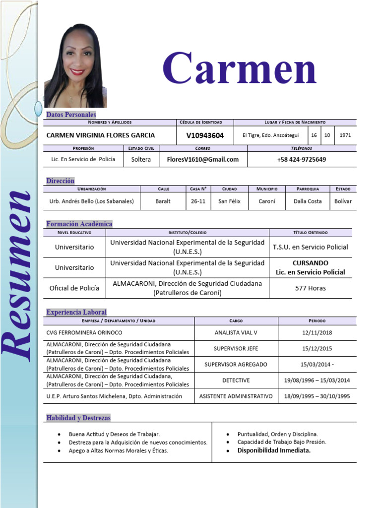 Curriculo carmen virginia flores garcia pdf derecho penal cr menes