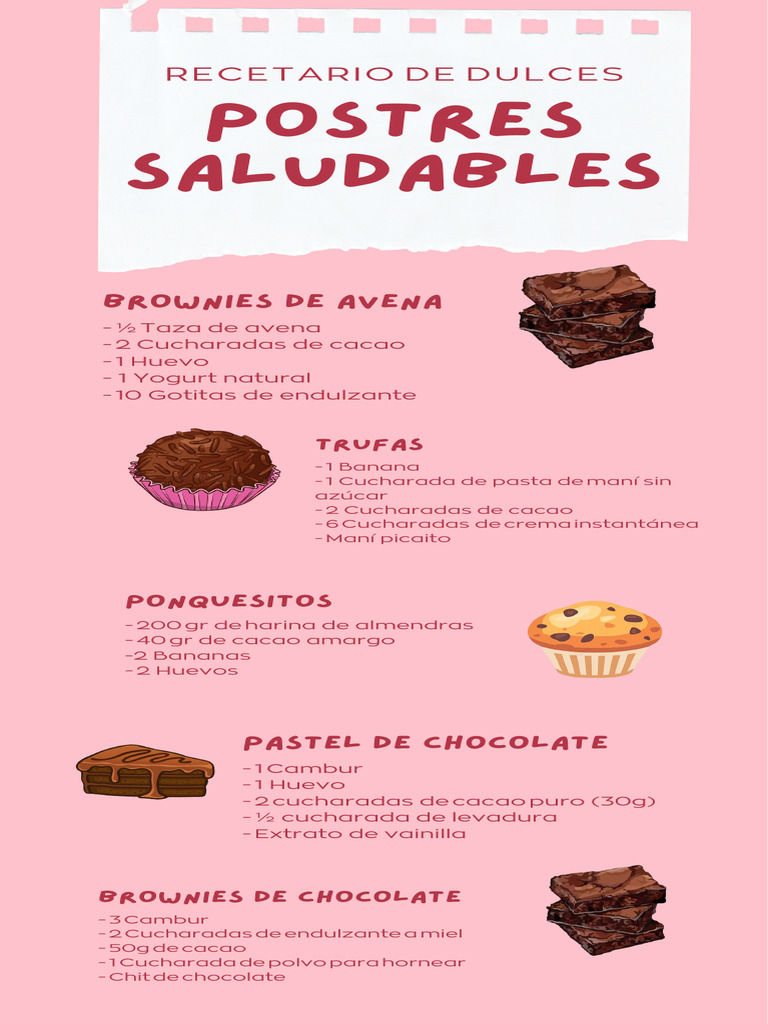Recetas Saludables de Postres en Español | PDF | Cocina, comidas y vino
