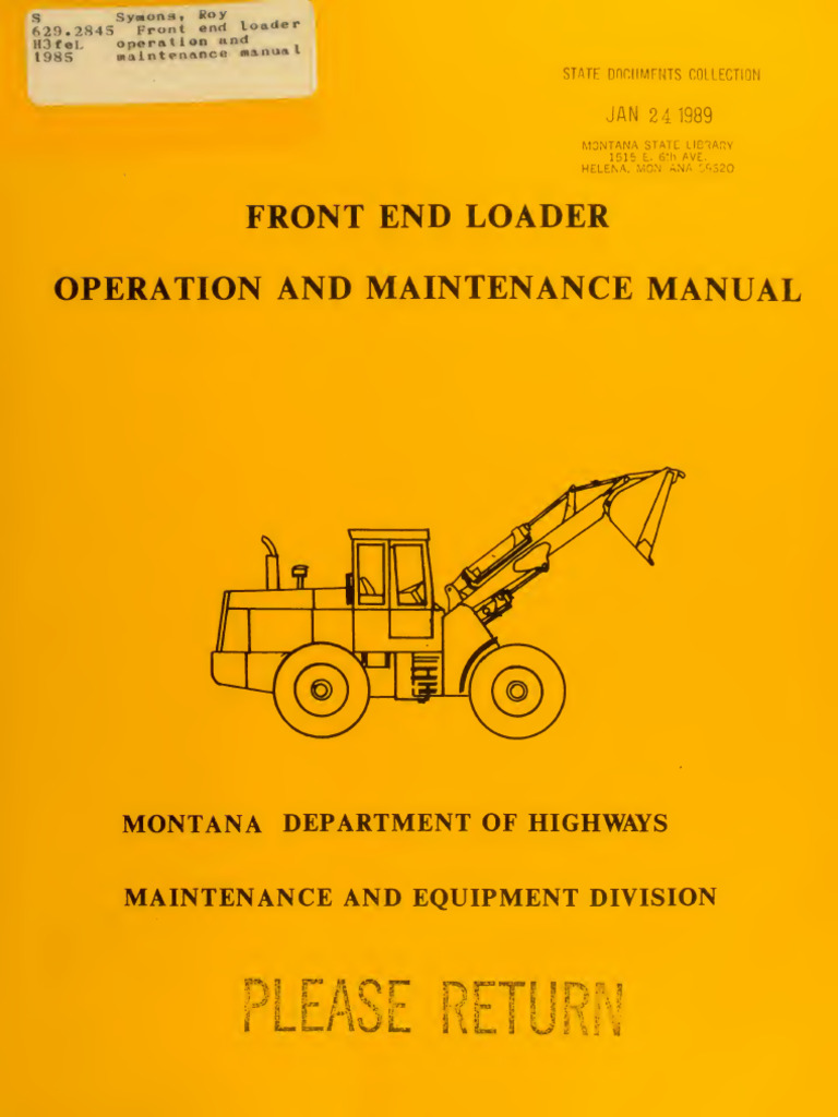 Front End Loader Operation Manual | PDF | Loader (Equipment) | Tractor