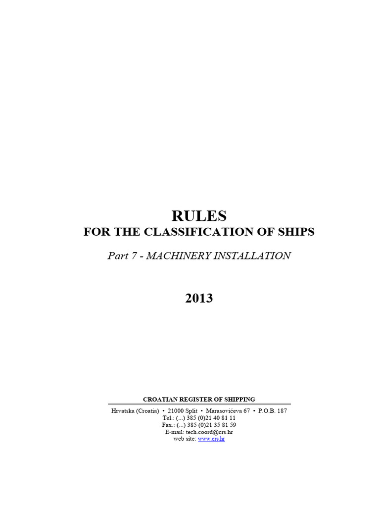 Rules For The Classification of Ships, Pt. 7, 2013 | PDF | Marine ...