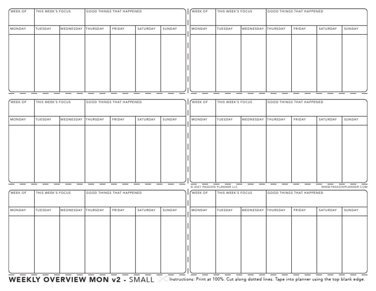 Weekly Overview Template for Planners | PDF | Social Science