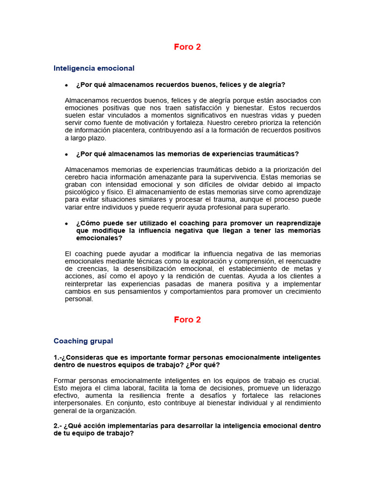 Foro 2 | PDF | Las emociones | Inteligencia emocional