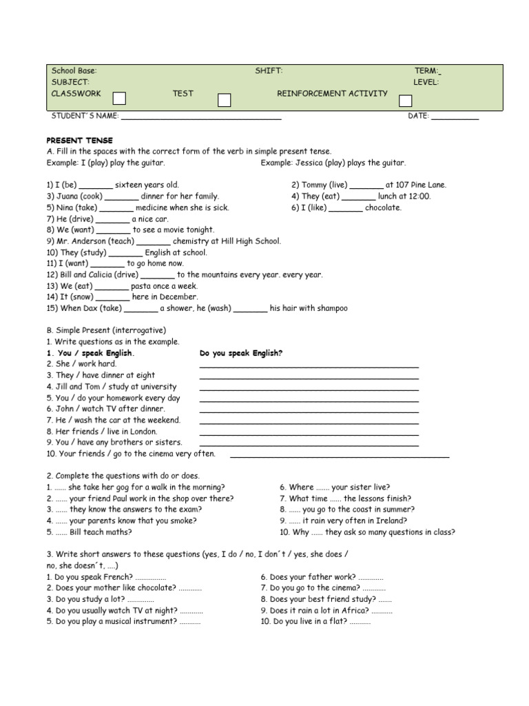 Simple Present Guide Pdf