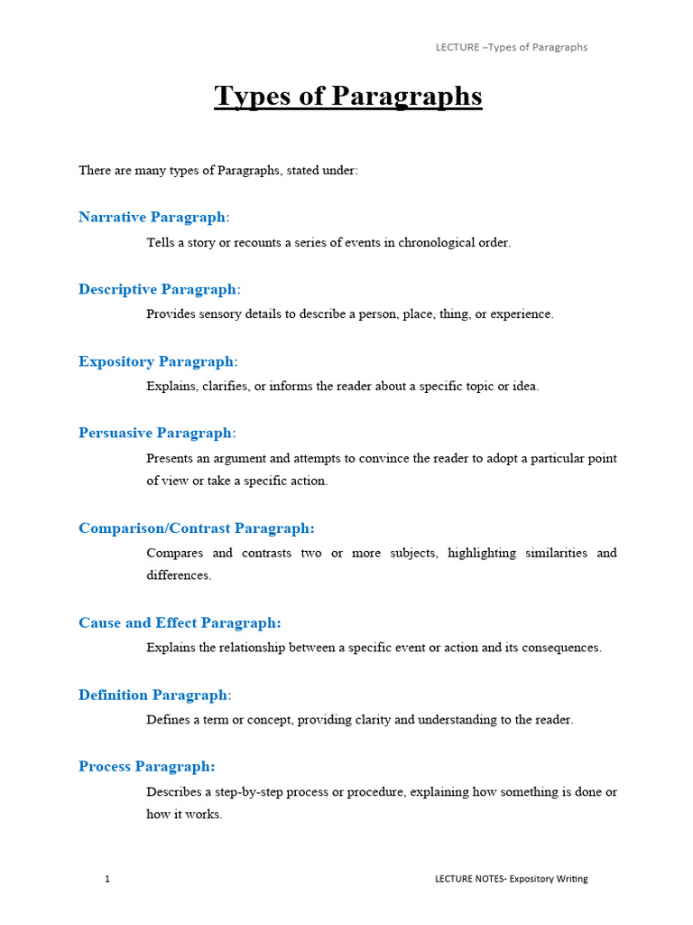 Types of Paragraphs Explained | PDF | Foreign Language Studies ...